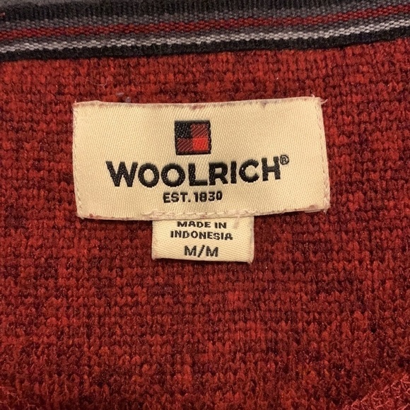WOOLRICH Mens Zip Pullover, Size M, Red Mingled Black Knit Fabric. - Picture 3 of 6